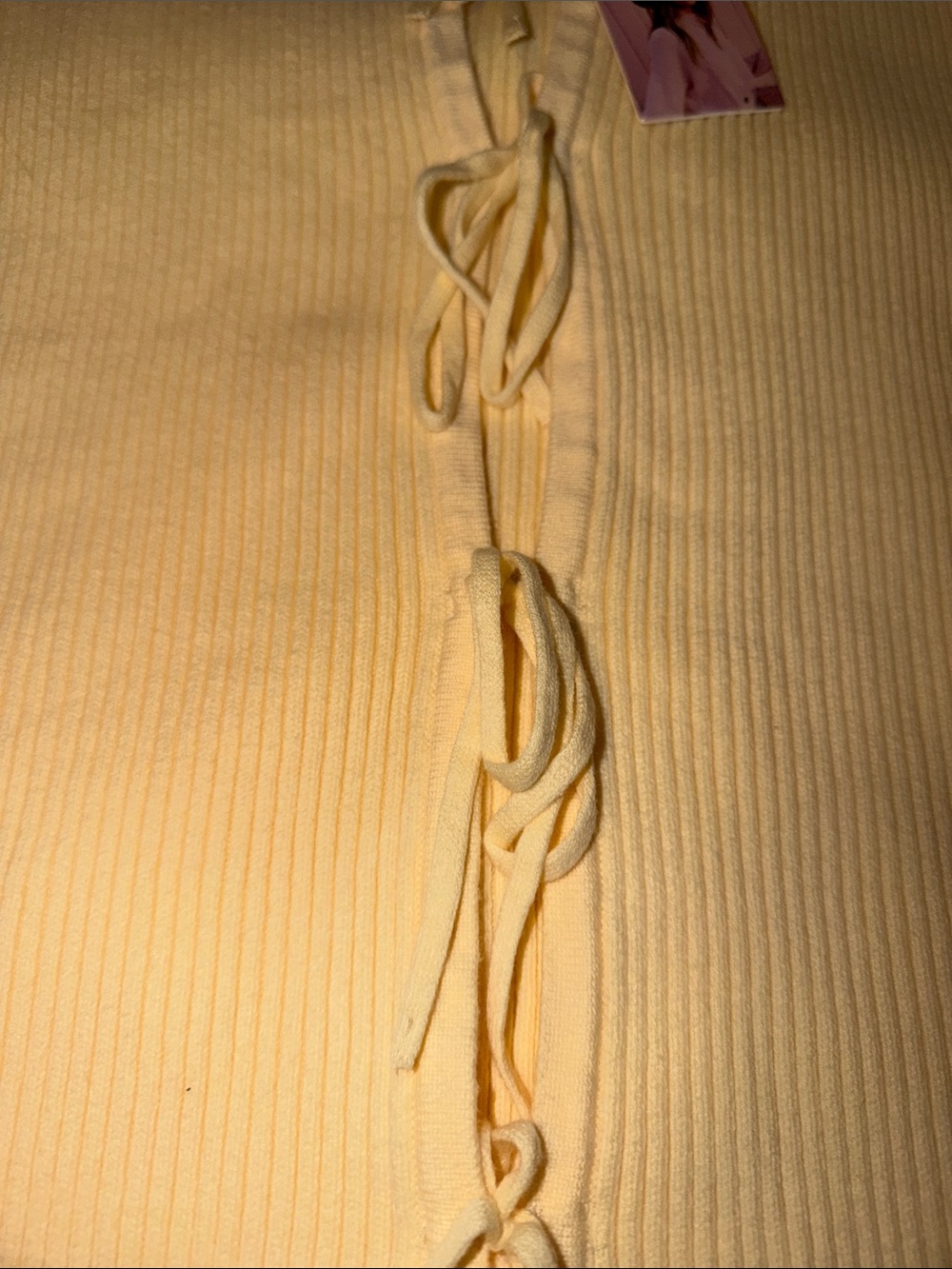Yellow Tie-Front Ribbed Tank Sweater - Picture 2 of 3